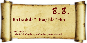 Balaskó Boglárka névjegykártya